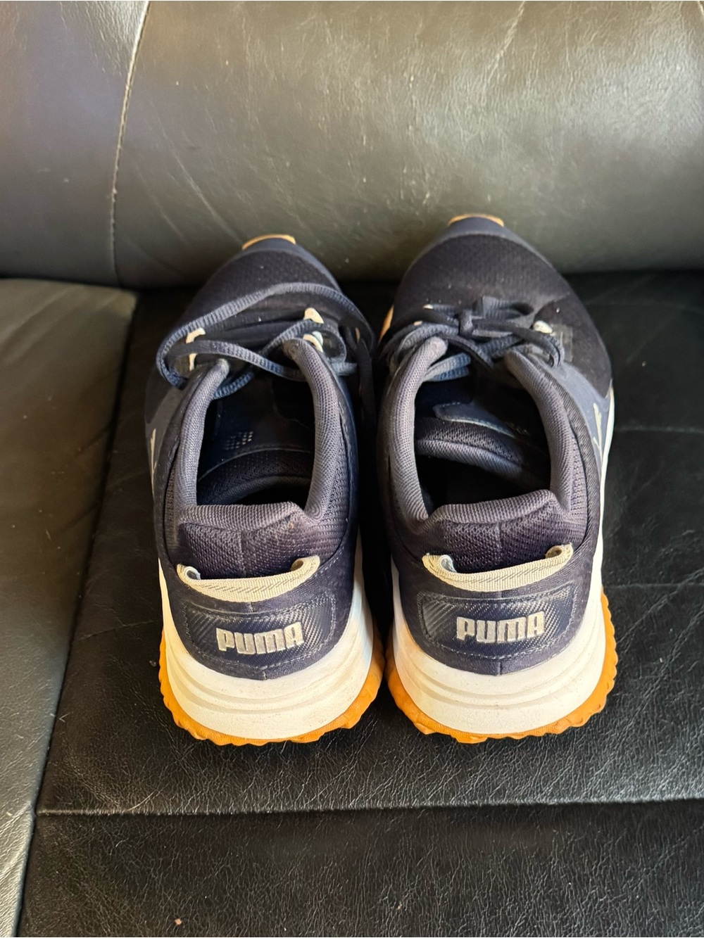 Puma Men's Navy and Gum-Orange Athletic Sneakers - Picture 3 of 6